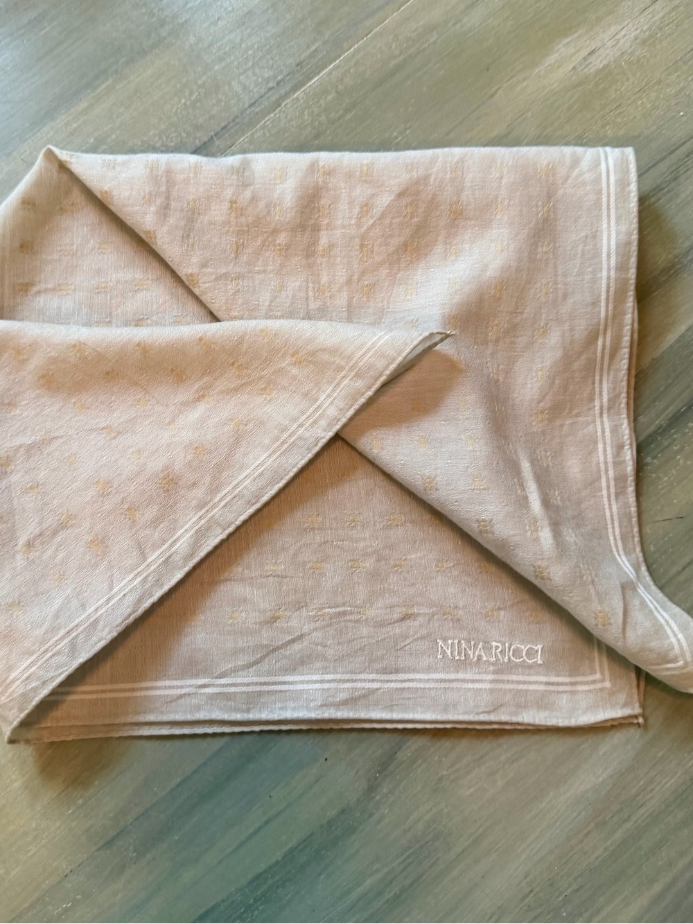 NINA RICCI Cream Star-Jacquard Silk Scarf Hair Tie Bag Accessory Headband